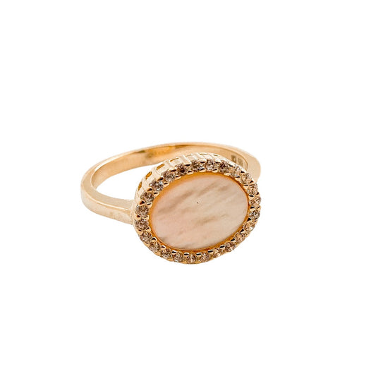 Anillo Ovalo Nacar con Circones
