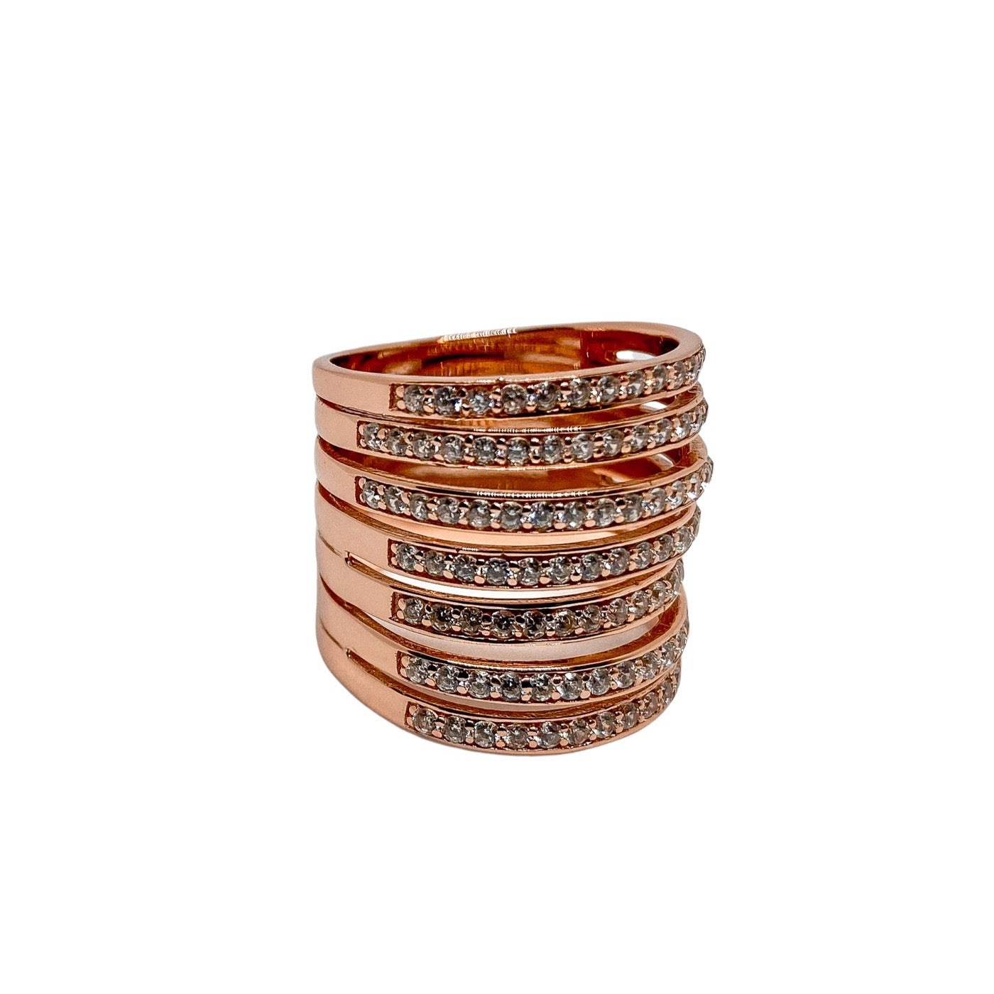 Anillo Siete Cintillos Rosado