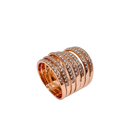 Anillo Siete Cintillos Rosado