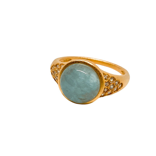 Anillo Dorado Calcedonia Natural