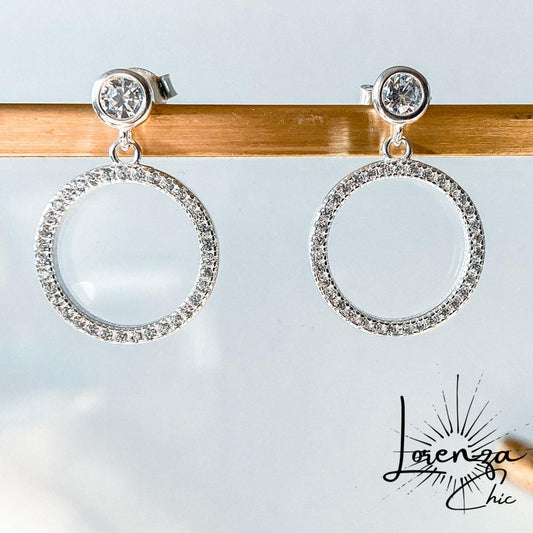 22 mm largo - Plata 925, Circones y Cristal