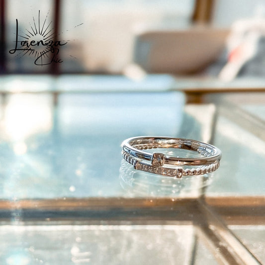 Anillo Doble con Circones Talla 6