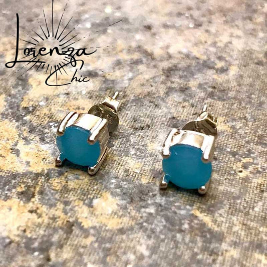 7mm diametro - Plata 925 y Aguamarina