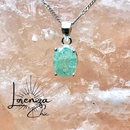 10x8 mm - Plata 925 y Cuarzo Verde