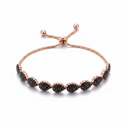 Ajustable - Plata 925 bañada en Oro Rosado y Onix