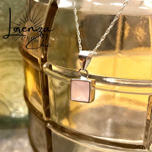 8x8 mm diametro - Plata 925 y Cuarzo Rosado