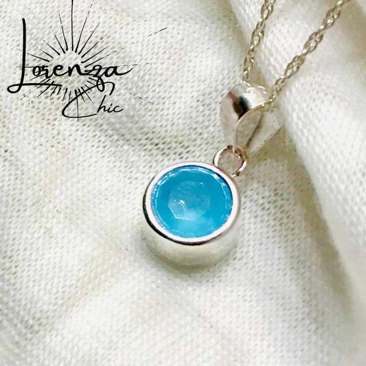 7mm diametro - Plata 925 y Aguamarina