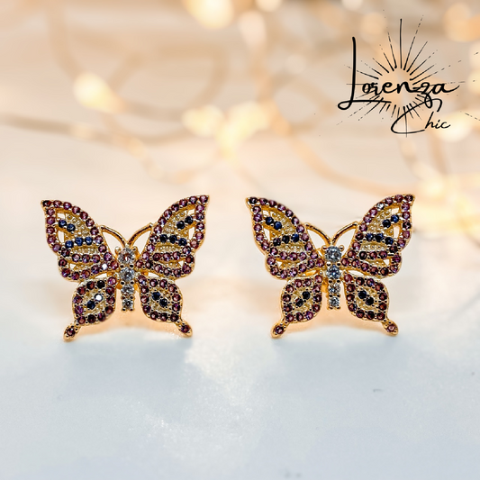 Aros Mariposa Circones con Bano de Oro