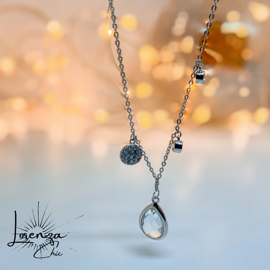 Collar Cascada Desigual Gota de Cristal
