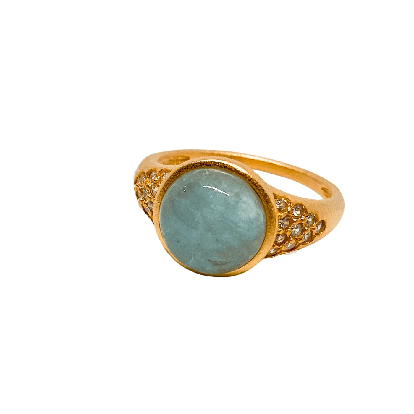 Anillo Dorado Calcedonia Natural